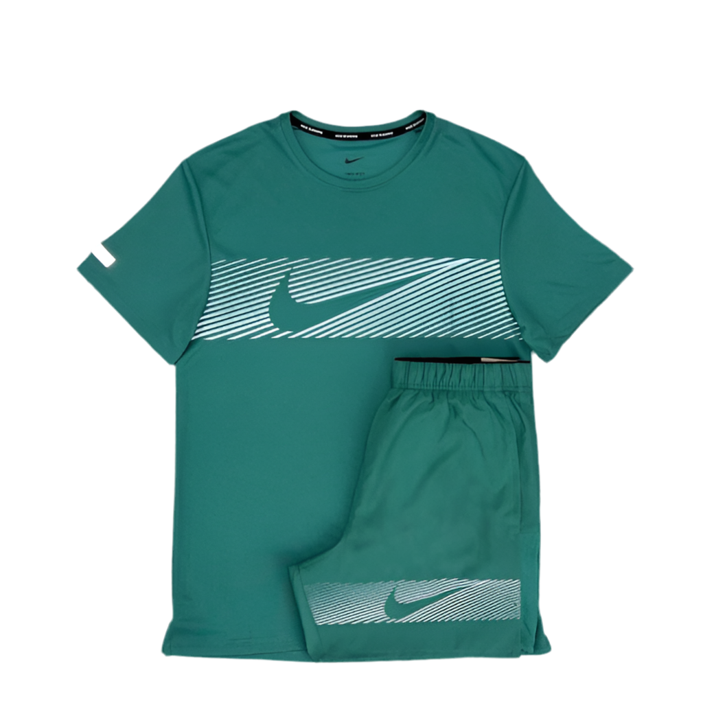 Nike - Green Flash Miler & Challenger Shorts Set