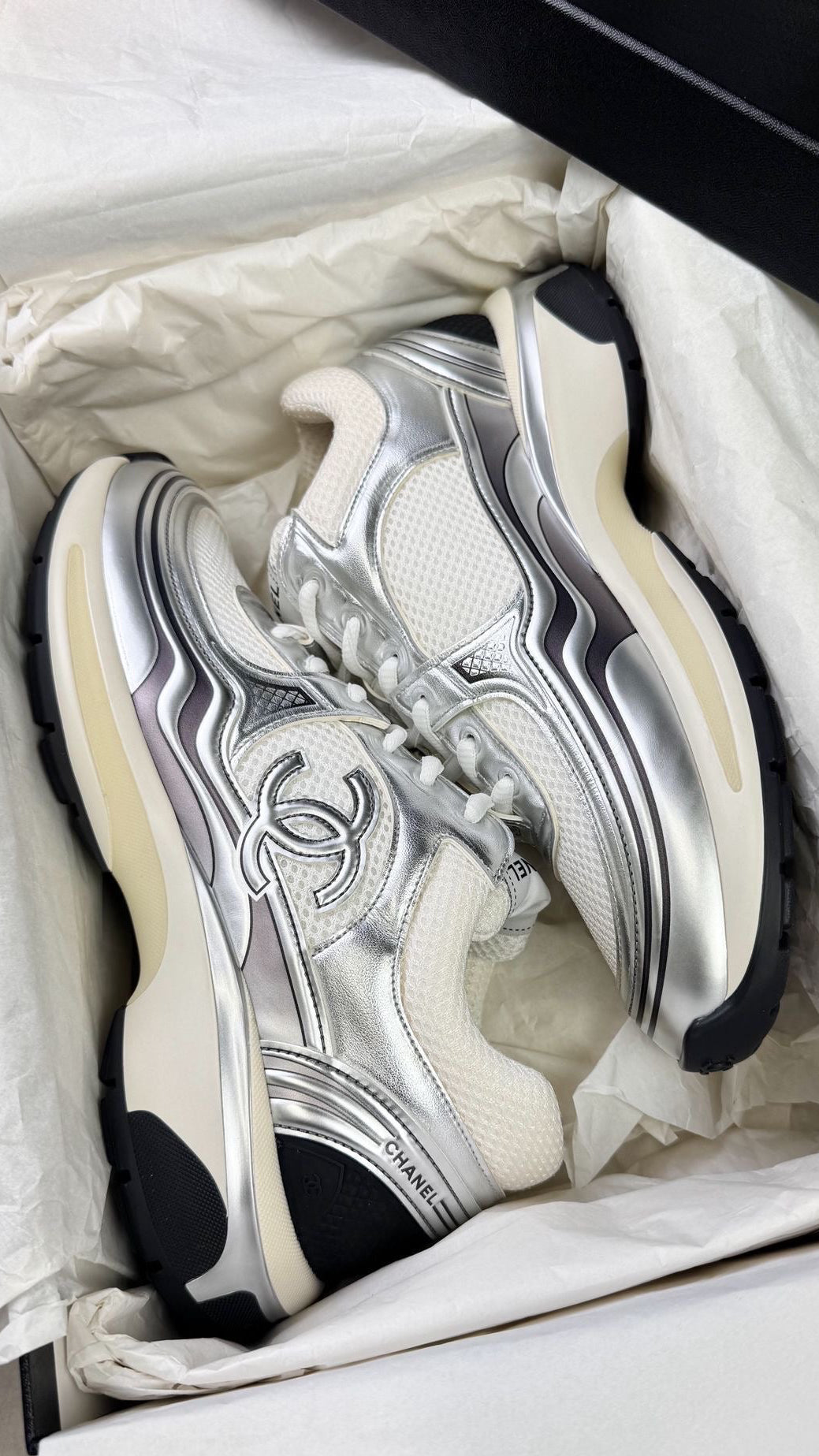 Chanel- Silver Metallic Shoes
