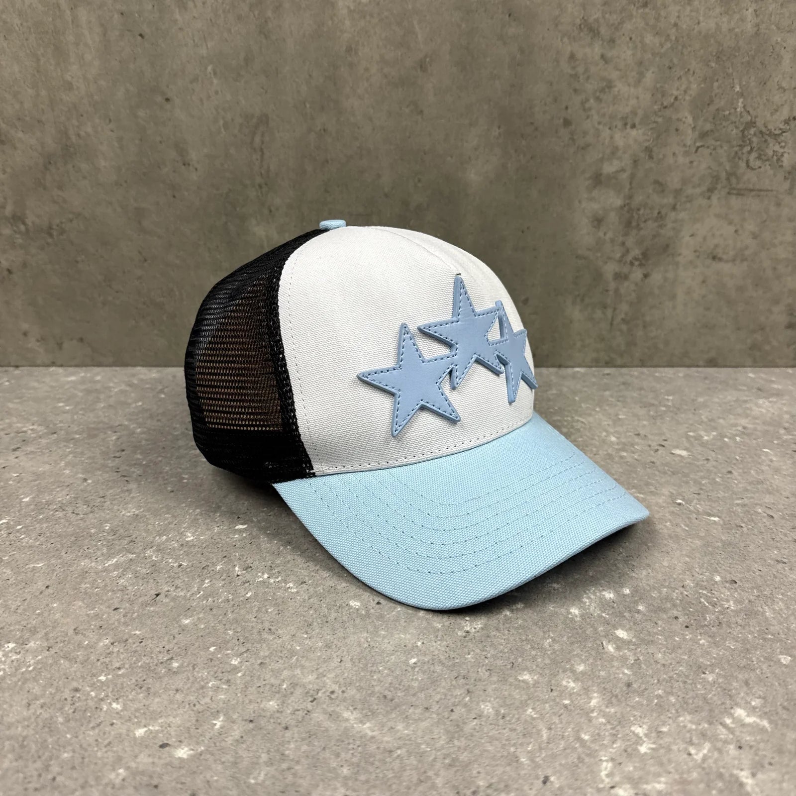 AMIRI 3 Star Trucker Cap- Baby Blue