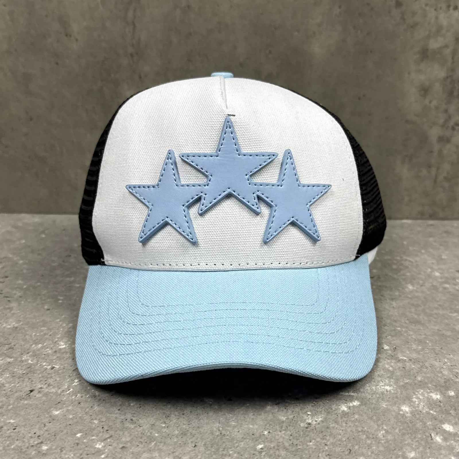 AMIRI 3 Star Trucker Cap- Baby Blue