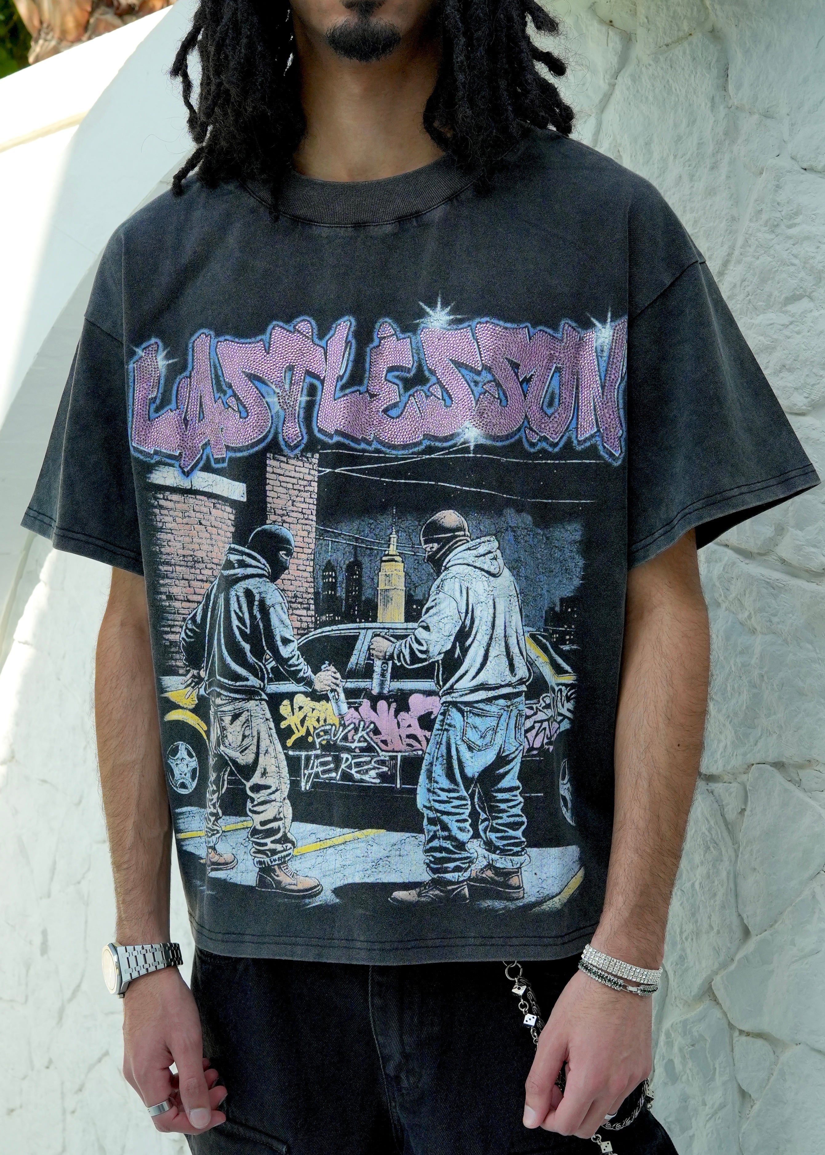 Last Lesson Washed Graffiti T-Shirt
