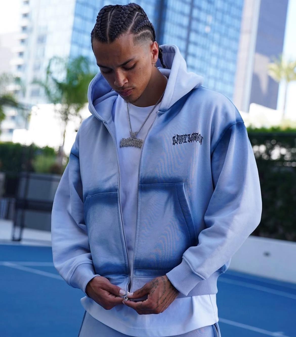 Last Lesson Sprayed Blue Hoodie