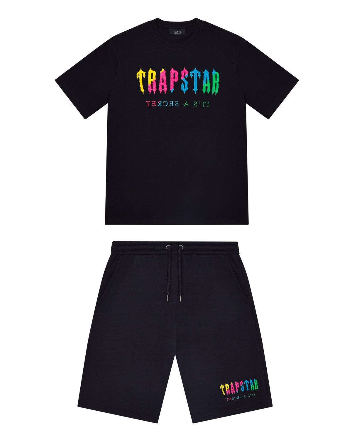 Trapstar Chenille Decoded Shorts Set - Black/Candy